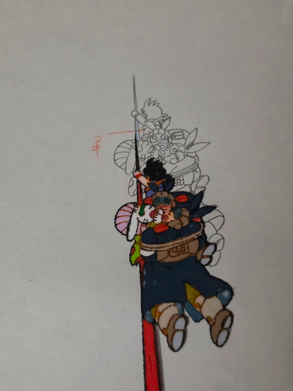Dragonball: kid Goku + power pole and the Monster Rabbit gang animation cel episode 9