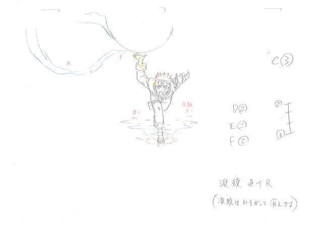 Naruto Shippuden: Naruto using his Giant Rasengan and Jiraiya animation genga full set