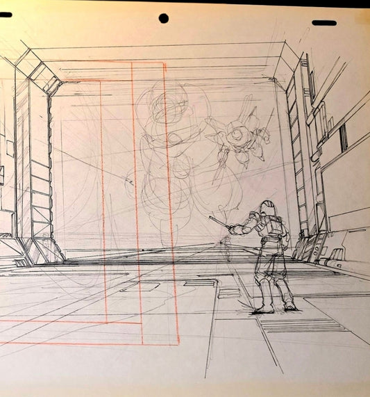 Mobile Suit Gundam 0083 Stardust Memory: *UNIQUE* Docking Bay? Animation Rough Pan genga