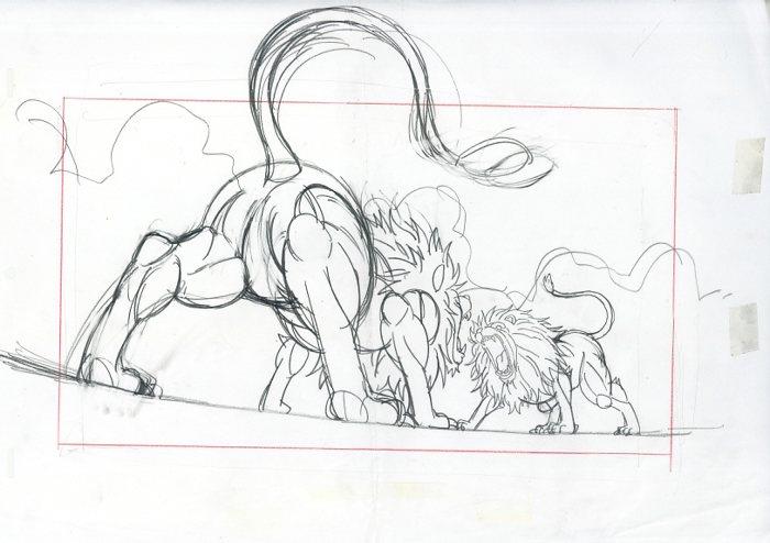 Baki-Dou (ONA 2): Lions pan LARGE + Mitsunari Tokugawa rough genga