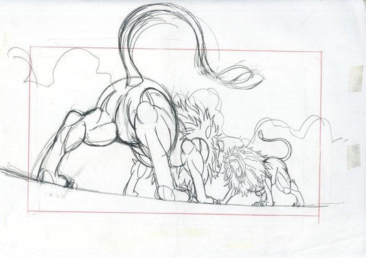 Baki-Dou (ONA 2): Lions pan LARGE + Mitsunari Tokugawa rough genga