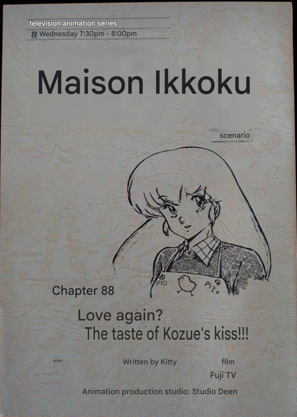 Maison Ikkoku: Production used script #88 Rumiko Takahashi