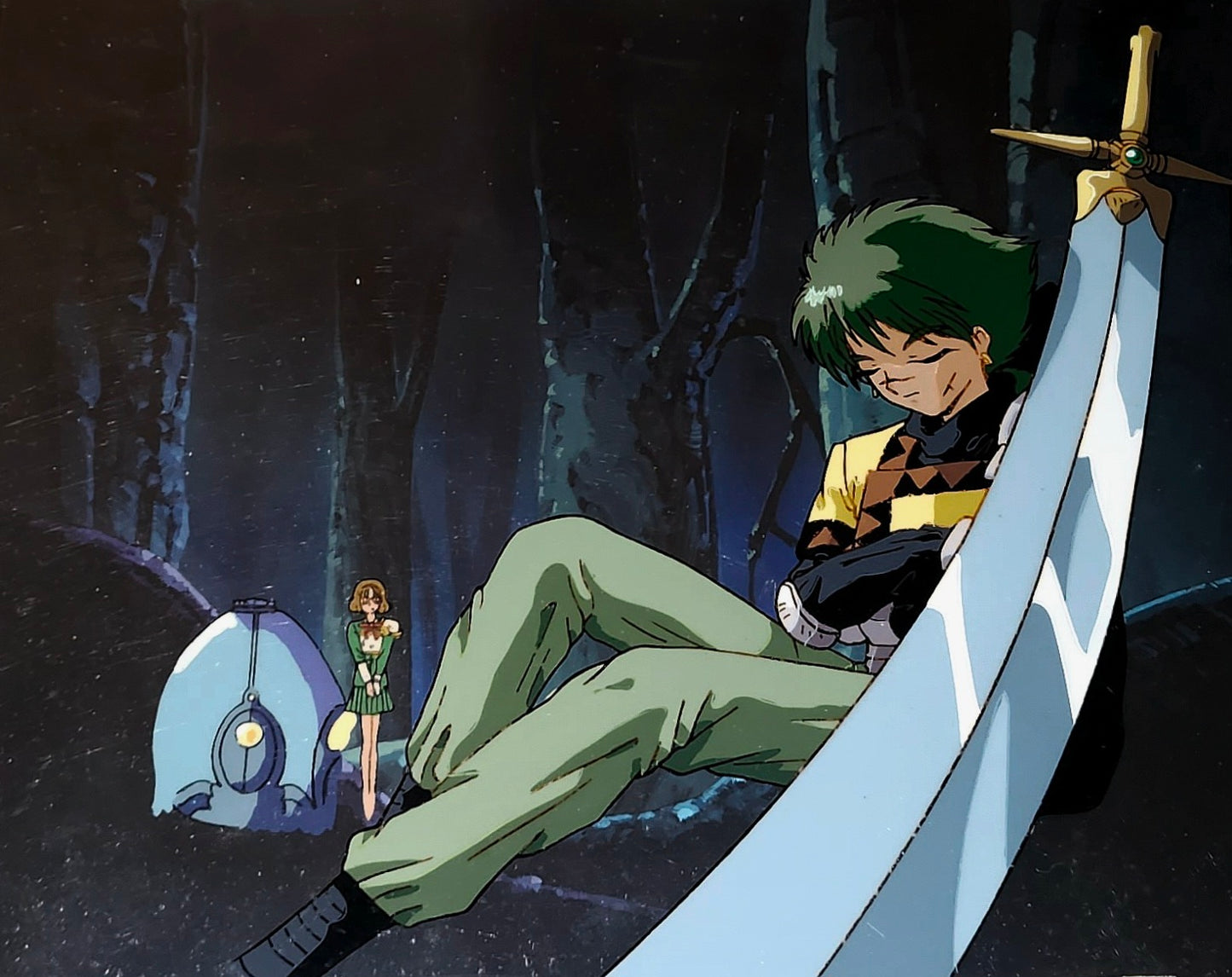 Magic Knight Rayearth: Ferio & Fuu animation cel w original background