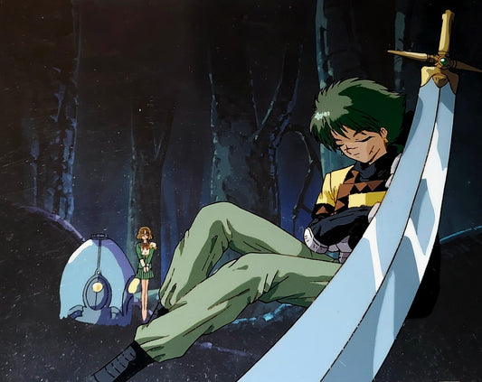 Magic Knight Rayearth: Ferio & Fuu animation cel w original background